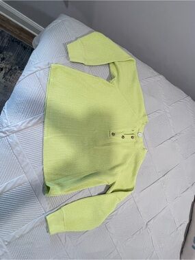 Old Navy Lime Waffle-Knit Henley Pullover